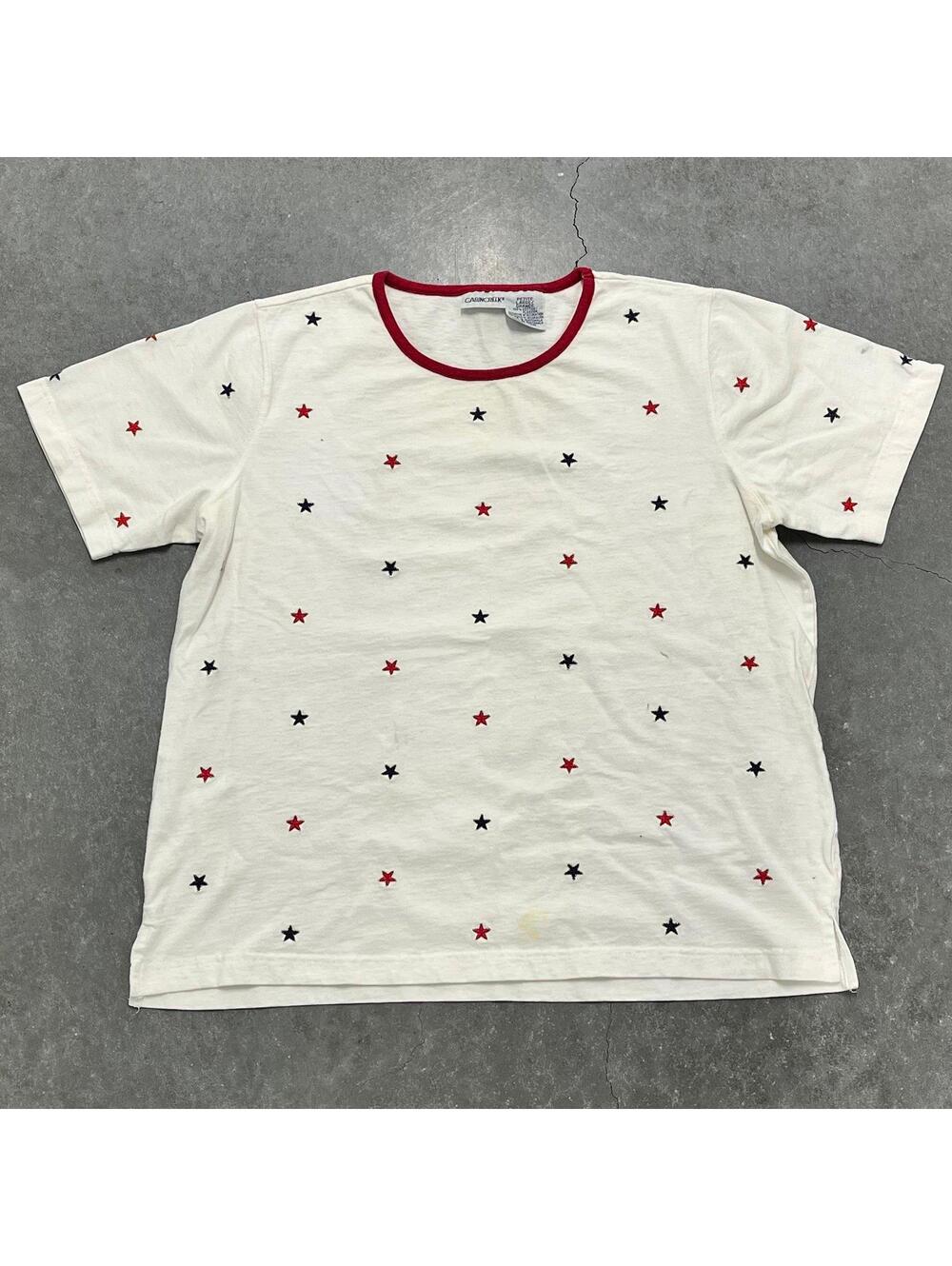Cabin Creek Embroidered Stars T Shirt Top